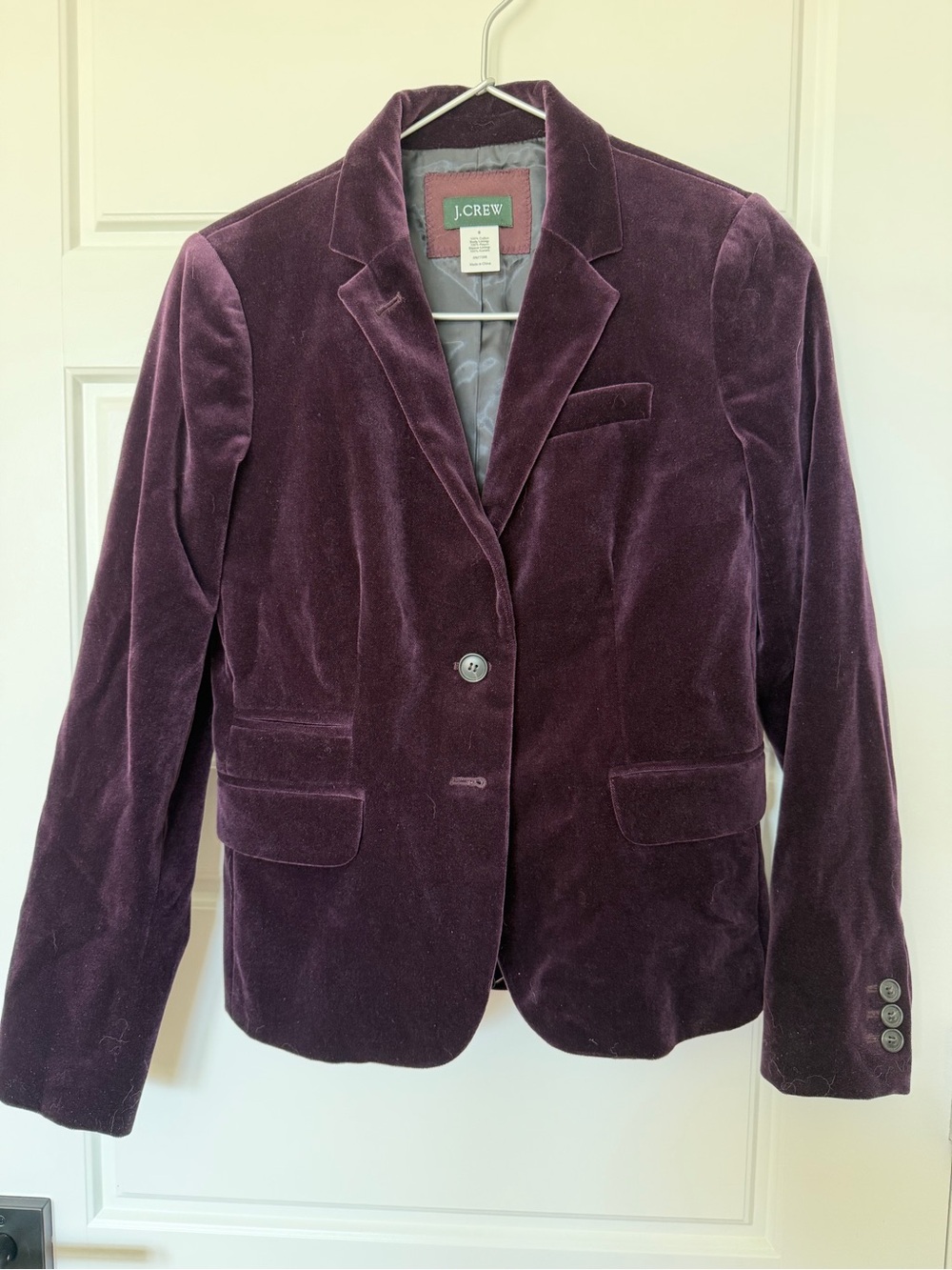 J. Crew Velvet Blazer in Deep Plum, Sz 0